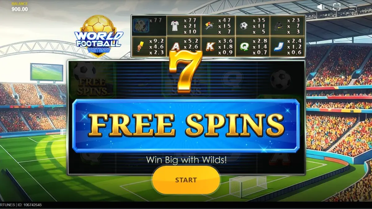 World Football Fortunes slot gameplay interface